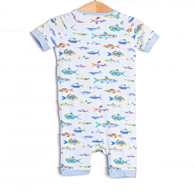 Shimmering Scales Bamboo Short Zippy Pajama, Blue