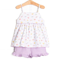 Petite Petals Ruffle Short Set, Purple