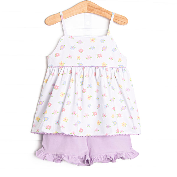 Petite Petals Ruffle Short Set, Purple