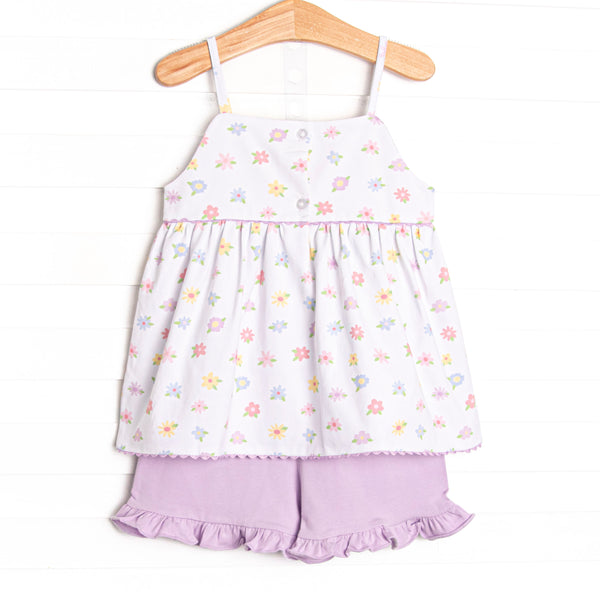 Petite Petals Ruffle Short Set, Purple