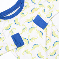 Dino Dudes Bamboo Pajama Set, Blue