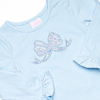 Gorgeous Bow Applique Legging Set, Blue