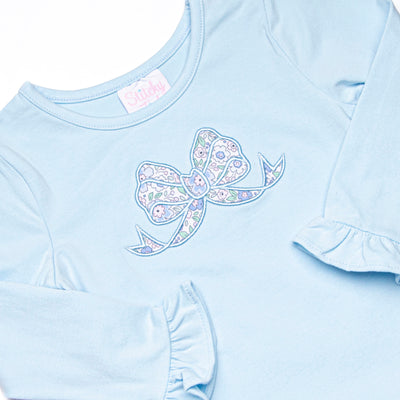Gorgeous Bow Applique Legging Set, Blue