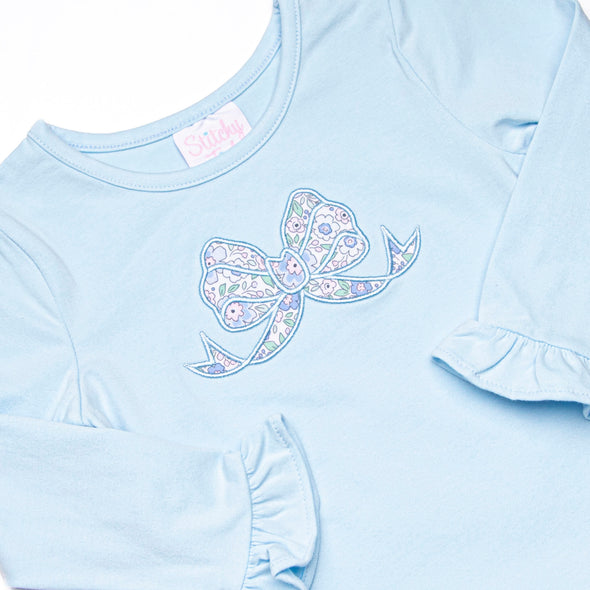 Gorgeous Bow Applique Legging Set, Blue