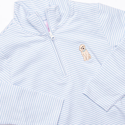 Puppy Embroidered Pullover, Blue