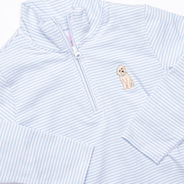 Puppy Embroidered Pullover, Blue