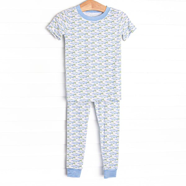 Clear Lake Catch Bamboo Pajama Short Sleeve Set, Blue