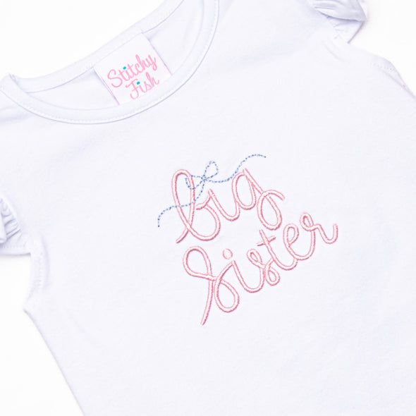 Big Sister Embroidered Short Set, Pink