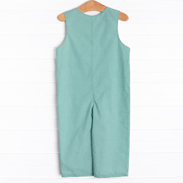 Christmas Tree Trio Smocked Jon Jon, Green Gingham