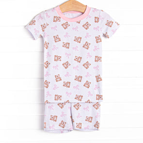 Treasured Teddy Bamboo Pajama Short Set, Pink