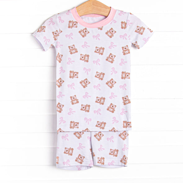 Treasured Teddy Bamboo Pajama Short Set, Pink