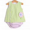 Fresh Air Flowers Applique Diaper Set, Green