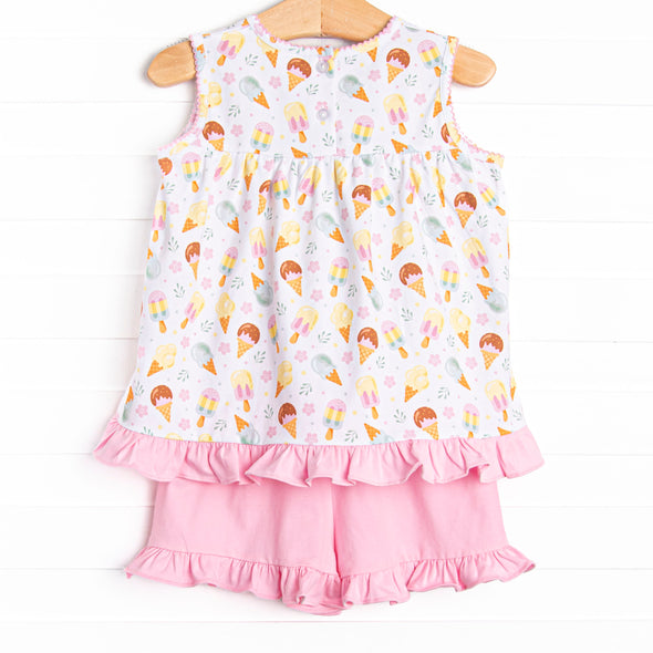 Ice Cream Dreams Ruffle Short Set, Pink