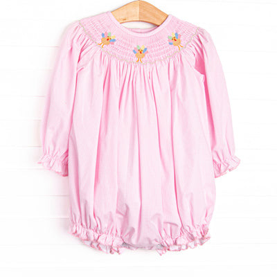Technicolor Turkeys Smocked Bubble, Pink