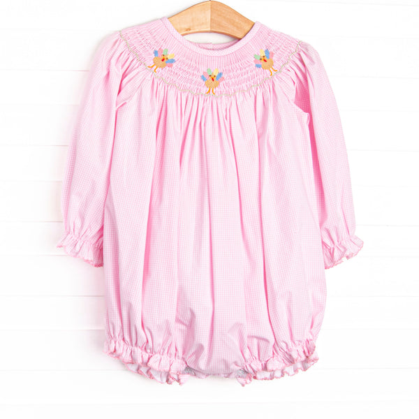 Technicolor Turkeys Smocked Bubble, Pink