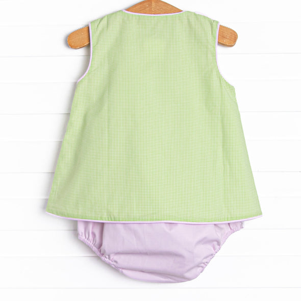 Fresh Air Flowers Applique Diaper Set, Green