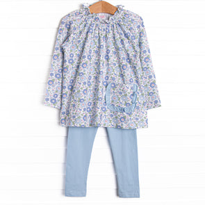 Bellflower Beauty Ruffle Pocket Legging Set, Blue