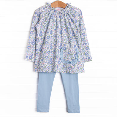 Bellflower Beauty Ruffle Pocket Legging Set, Blue