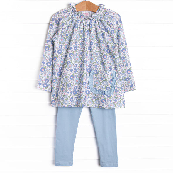 Bellflower Beauty Ruffle Pocket Legging Set, Blue