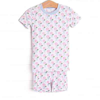 Blue Ribbon Blooms Bamboo Pajama Short Set, Blue