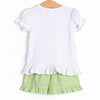 Fresh Air Flowers Applique Short Set, Green