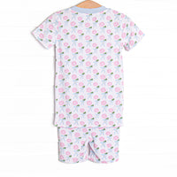 Blue Ribbon Blooms Bamboo Pajama Short Set, Blue