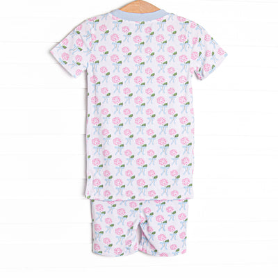Blue Ribbon Blooms Bamboo Pajama Short Set, Blue