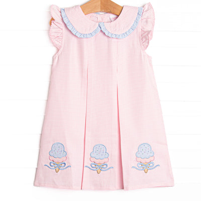 Soft Serve Scoops Applique Dress, Pink