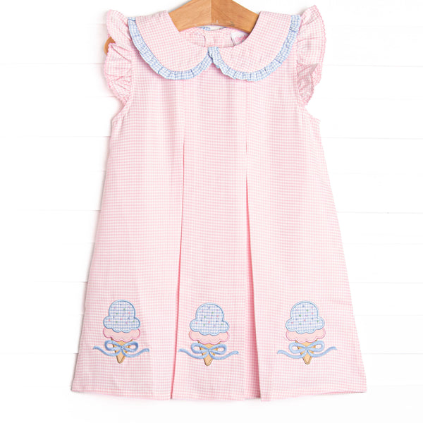 Soft Serve Scoops Applique Dress, Pink