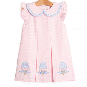 Soft Serve Scoops Applique Dress, Pink