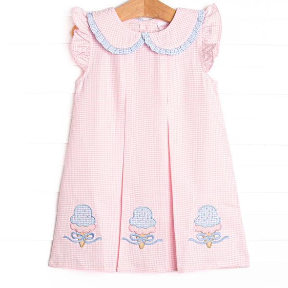 Soft Serve Scoops Applique Dress, Pink