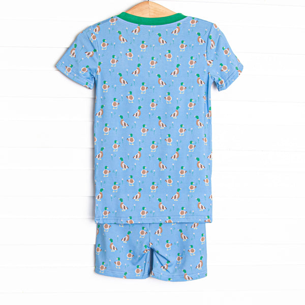 Little Mallard Meadow Bamboo Girl Pajama Short Set, Blue