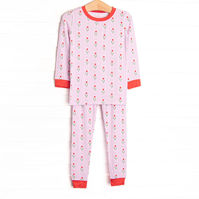 Truly Tulips Bamboo Pajama Set, Pink