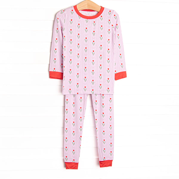 Truly Tulips Bamboo Pajama Set, Pink