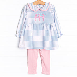Ruffles and Recitals Applique Legging Set, Blue