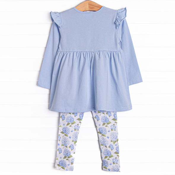 Hydrangea Blooms Flutter Sleeve Legging Set, Blue