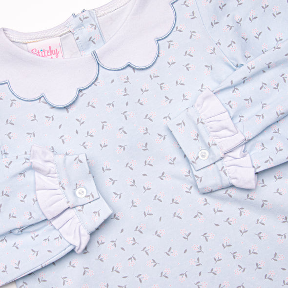 Powder Blue Petals Dress, Blue
