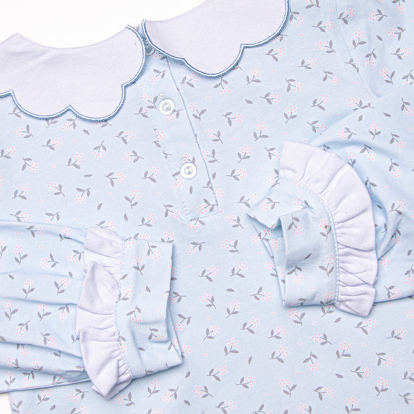 Powder Blue Petals Dress, Blue
