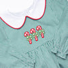 Candy Cane Christmas Applique Dress, Green