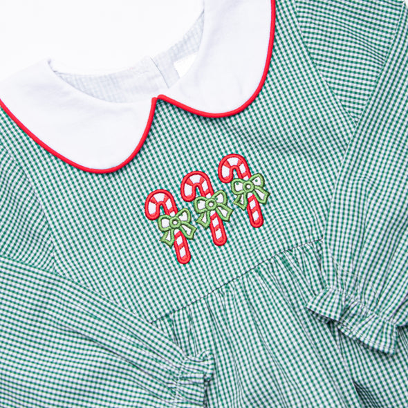 Candy Cane Christmas Applique Diaper Set, Green