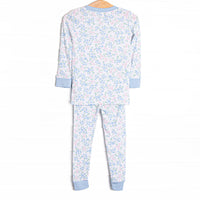 Rosette Blooms Bamboo Pajama Set, Blue