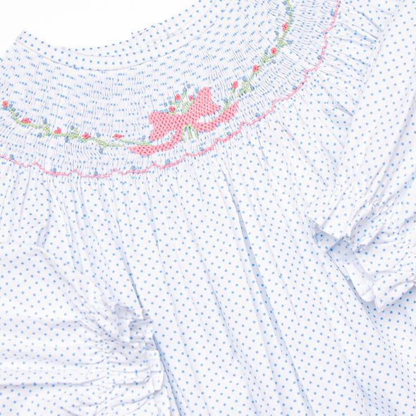 Bouquets and Bows Smocked Bubble, Blue