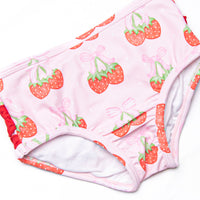 Strawberry Bundles Long Sleeve Rash Guard Bikini, Pink