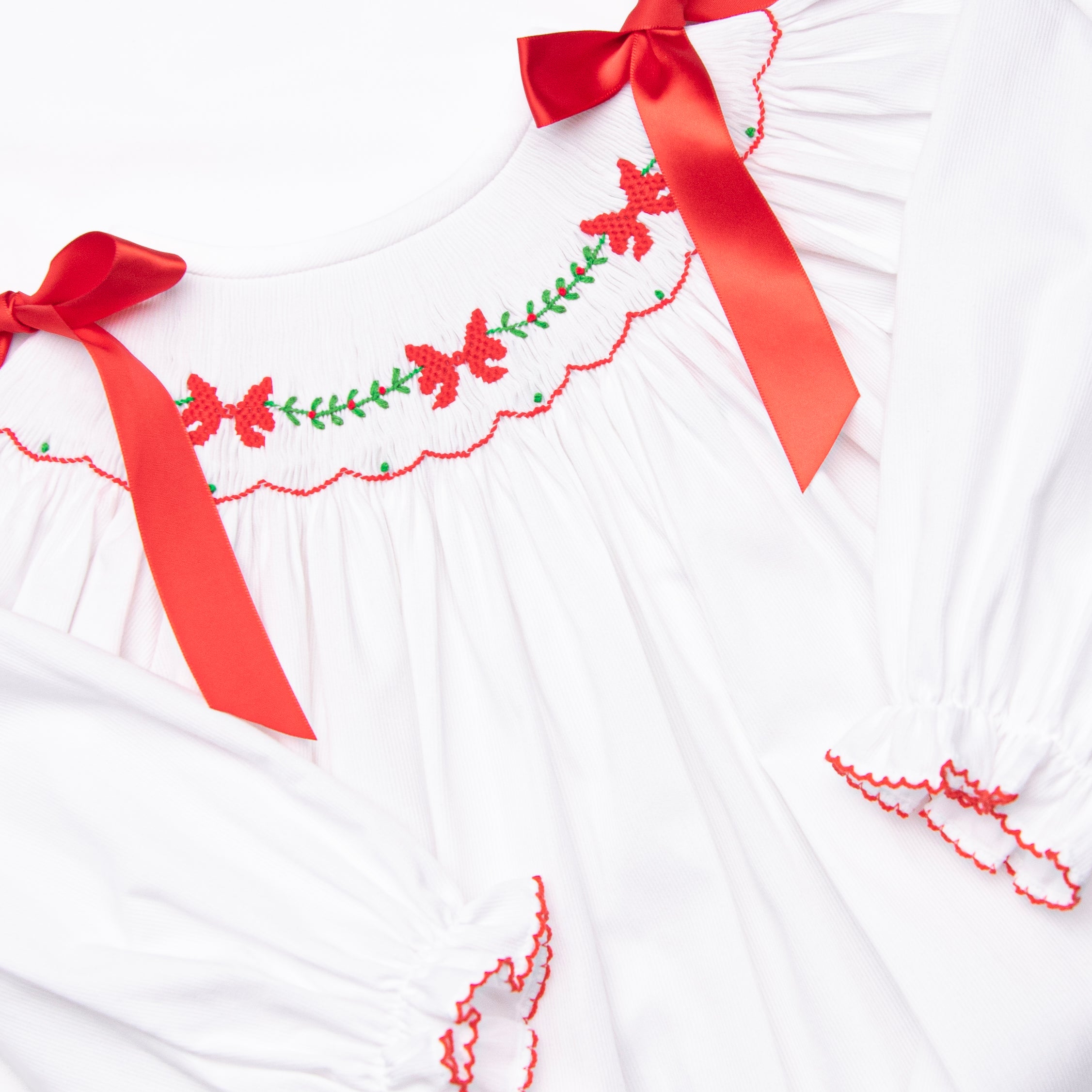 girls smocked christmas dress Zuli Kids White Baby Girl Smocked Christmas Dress 412817-DD199