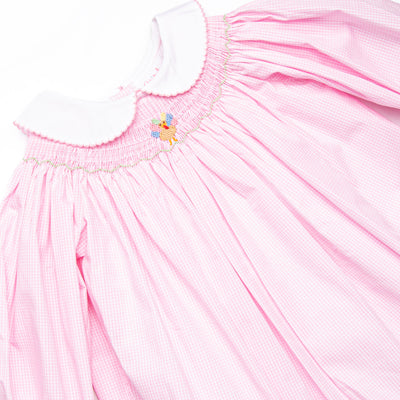 Technicolor Turkeys Smocked Romper, Pink