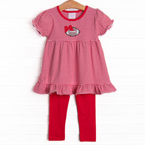 Friday Night Football Applique Legging Set, Red