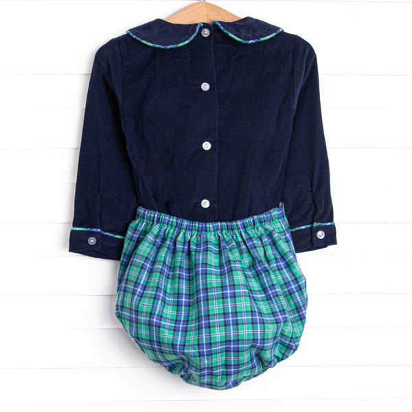 Bleu: Callum Classic Long Sleeve Diaper Set, Blue and Green Plaid