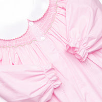 Technicolor Turkeys Smocked Romper, Pink