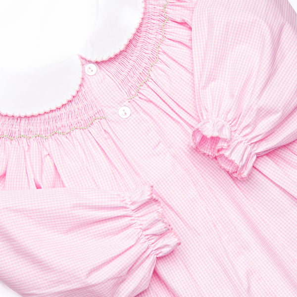 Technicolor Turkeys Smocked Romper, Pink