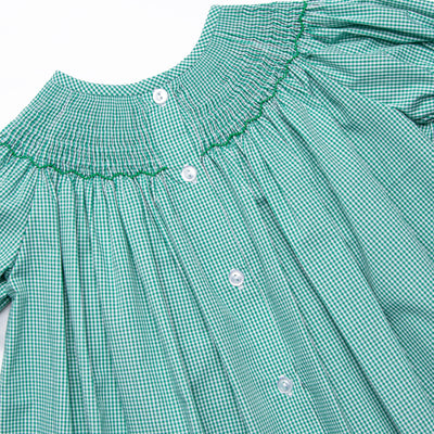 Christmas Tree Trio Smocked Dress, Green Gingham – Stitchy Fish